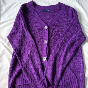 Basic Editions Purple Cardigan Sweater